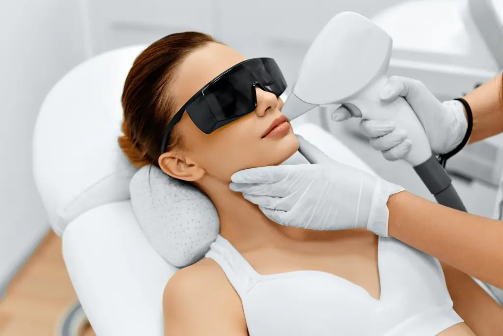 Patient receiving a laser facial | Medical Spa | Lisle, IL | AdvCare Med Spa